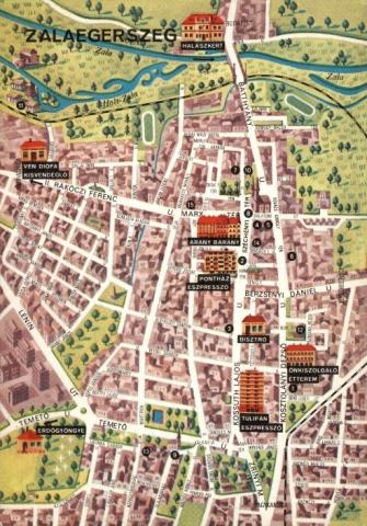 Zalaegerszeg belvárosának utcatérképe