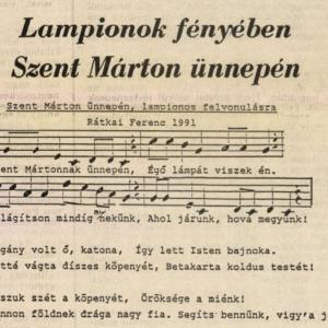 Szent Márton éneke (forrás: Új Ember, 1991)