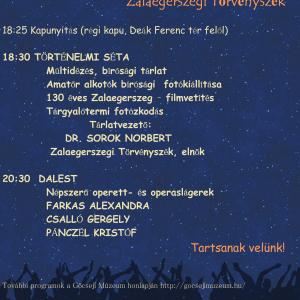 A Zalaegerszegi Törvényszék plakátja a Múzeumok Éjszakája programjaival