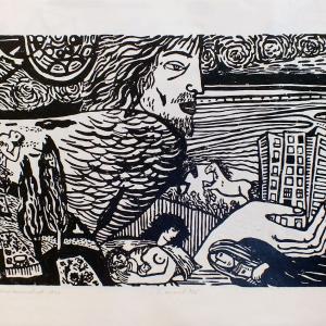 03 Az ember diadala, 1972, papír, linómetszet, 31x56 cm