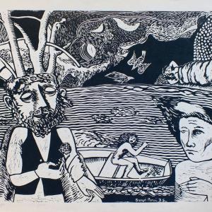 04 A bölcs és az anya, 1975, papír, linómetszet, 43x60 cm