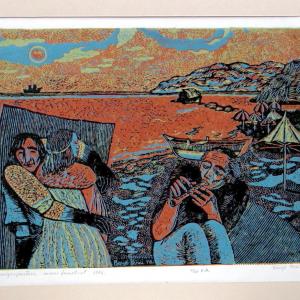 06 Tengerparton, 1976, papír, fametszet, 29x40,5 cm