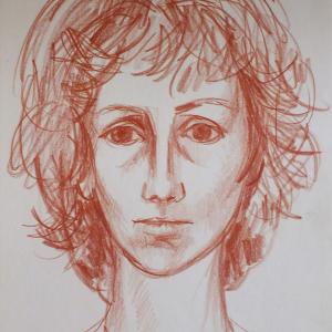 09 Önarckép, 1984, papír, kréta, 29,5x21 cm