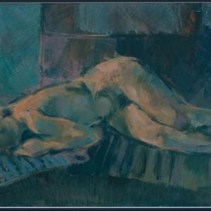 Akt, 1972, olaj, farost, 31x50 cm