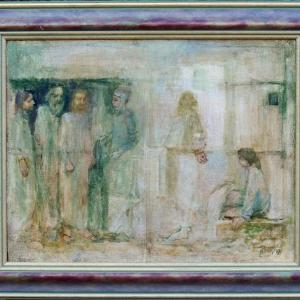 Bibliai jelenet, 2004, olaj, vászon, 40,5x50,5 cm