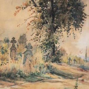 Egerszegi temető, papír, akvarell, 1947.