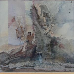Enyészet, 1998, vegyes techn, farost, 50x50 cm