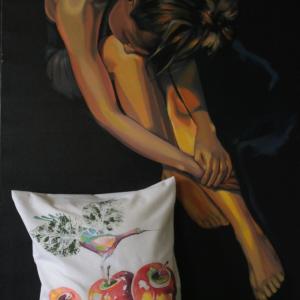 Éva almája, 2010, vászon, akril olaj, batik, 100x80 cm