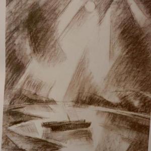 Fények a víz felett, 1929, ceruza, papír, 65x49 cm