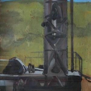 Fúróberendezés, 1965, olaj, vászon, 80x60 cm