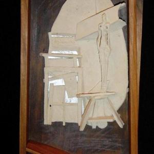 Giacometti II, fehér samott, fa
