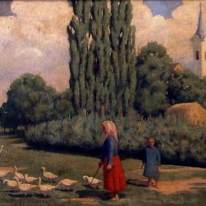 Zalaistvándi látkép, 1920-as évek, vászon, olaj, 51,5x63 cm