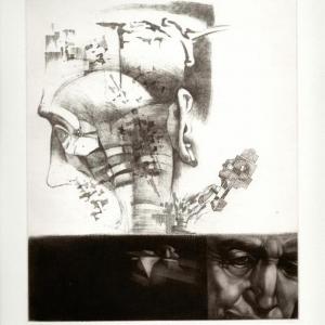 Idő, 2003, papír, lágyalap, mezzotinto, 30x25 cm