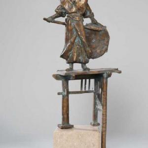 Kis strázsa, 2003, bronz, kő, 43 cm