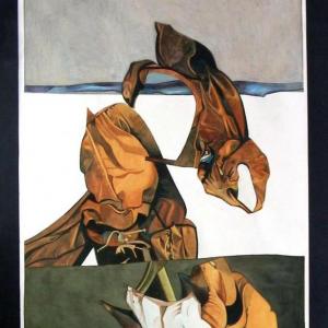 Kollázs, 1983, akvarell, papír, 81,5x42 cm