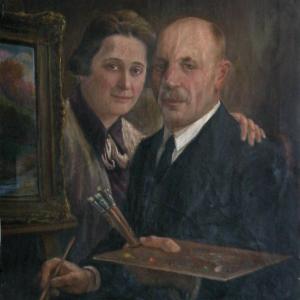 Kaszaházy (Lacher) Antal: A művész önarcképe feleségével, 1934 körül