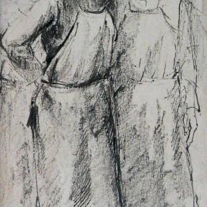 Martinászok, 1960 k, papír, ceruza, tus, 23,4x13,7 cm