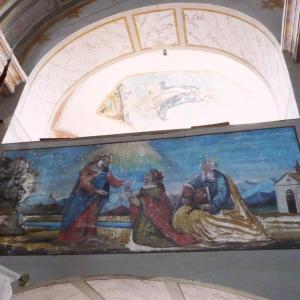 Miháld, r.k. templom, Mária és Erzsébet találkozása, falkép