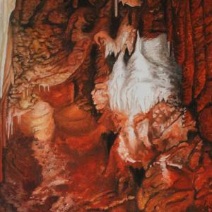 Rákóczi barlang, Indián cseppkövek, 2006, vászon, olaj, 70x50 cm