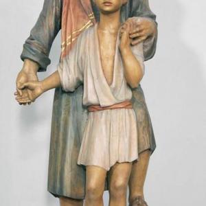 Szt. József a kis Jézussal, 1995, f. fa, 172 cm
