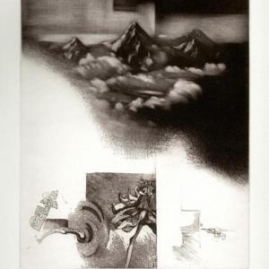 Távolság, 2002, papír, lágyalap, mezzotinto, 30x25 cm