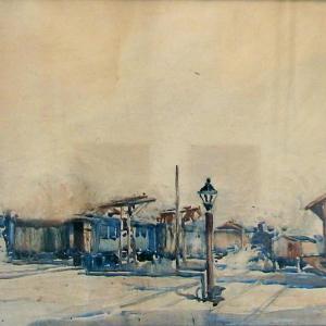 Vasútállomás, 1920, akvarell
