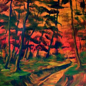 Vörös erdő, 2008, vászon, olaj, 50x60 cm