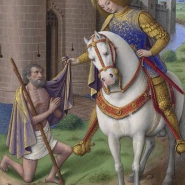 Szent Márton ábrázolása Bretagne-i Anna 15. századi hóráskönyvében (forrás: gallica.bnf.fr)