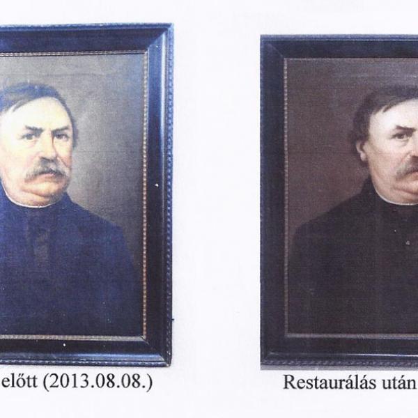 Deák Ferenc arcképe restaurálás előtt és után